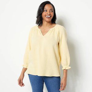 COPY - Encore by Idina Menzel Double Gauze Soft slv Blouse - Butter (sz XSmall)…